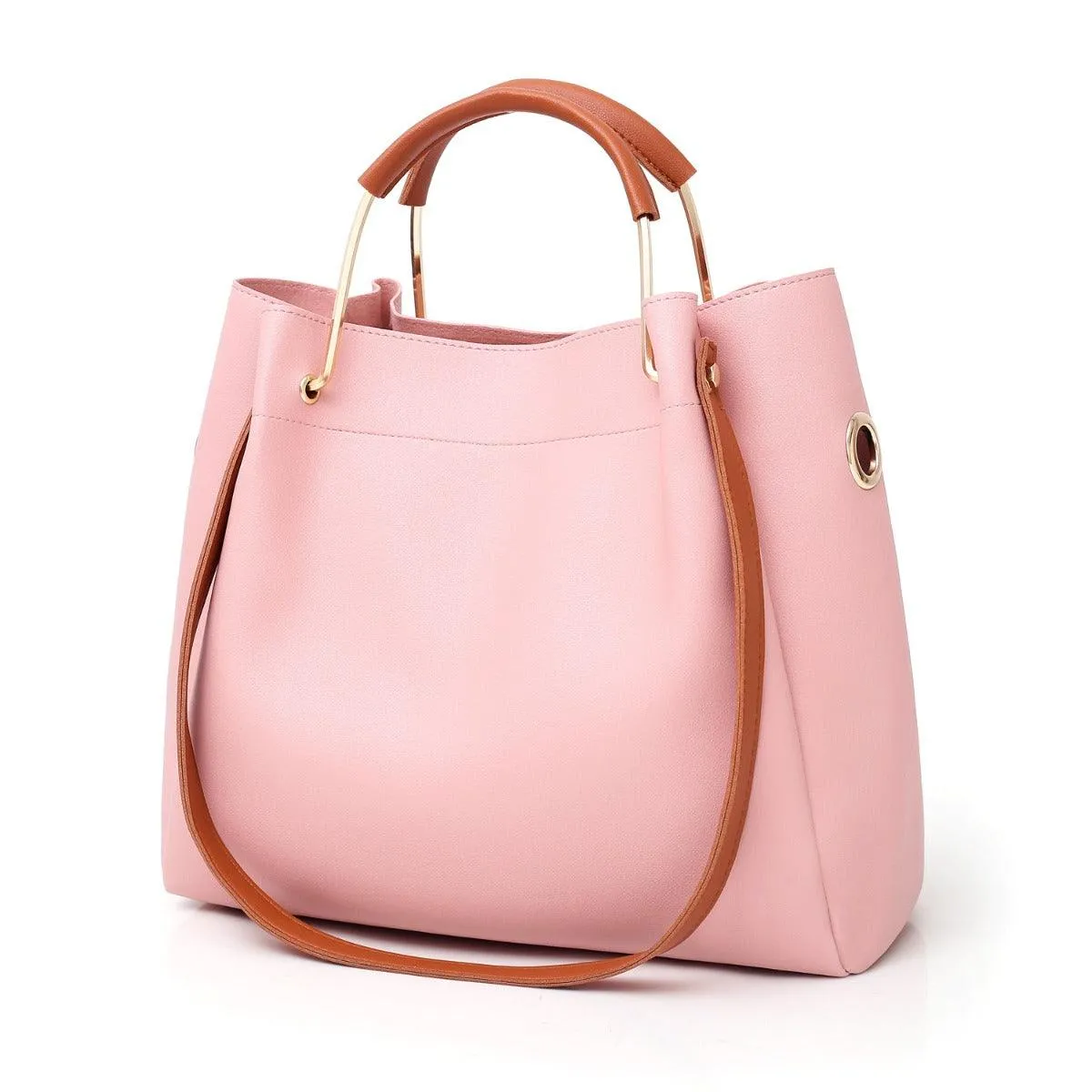 Guluded Leather Portable Handbag Navyblue