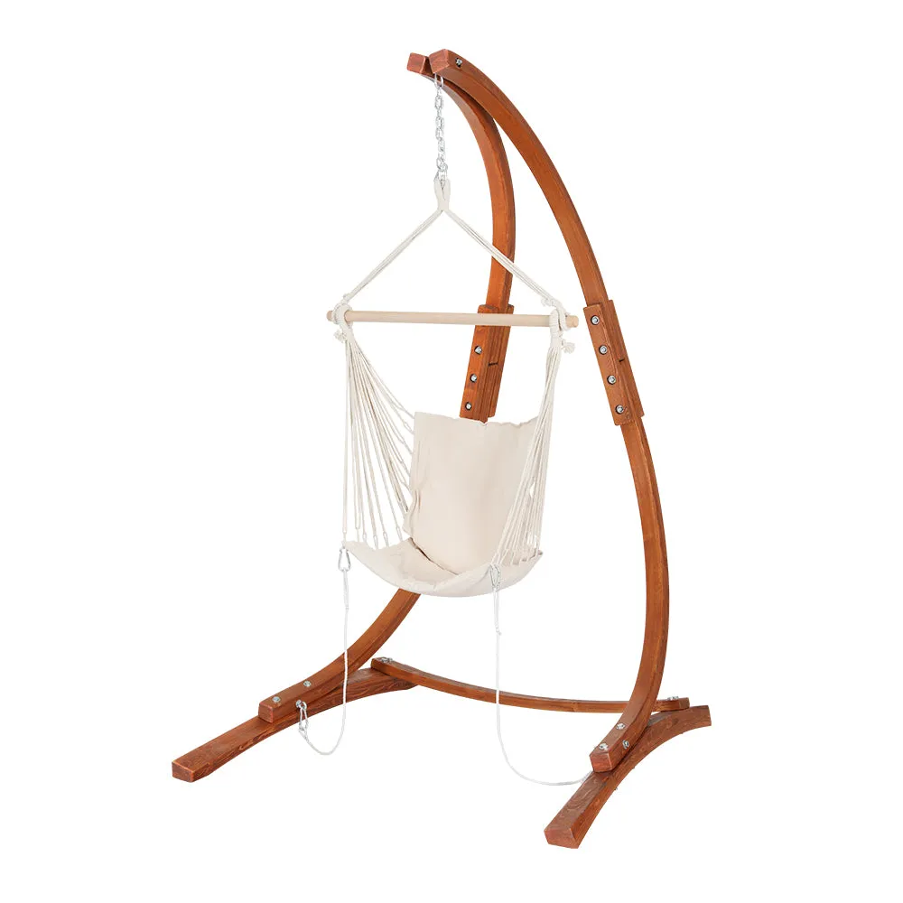 Hammock Chair Timber Outdoor Furniture Camping with Stand - White