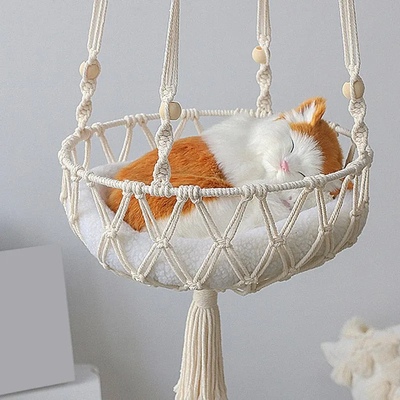 Hand-Woven Bohemian Wall Hanging Cat Hammocks
