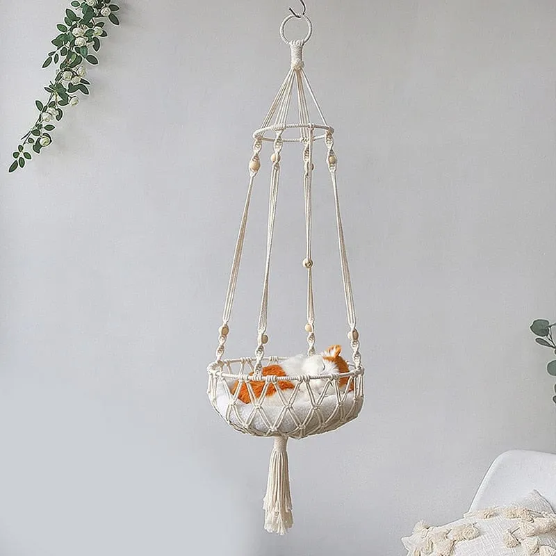 Hand-Woven Bohemian Wall Hanging Cat Hammocks