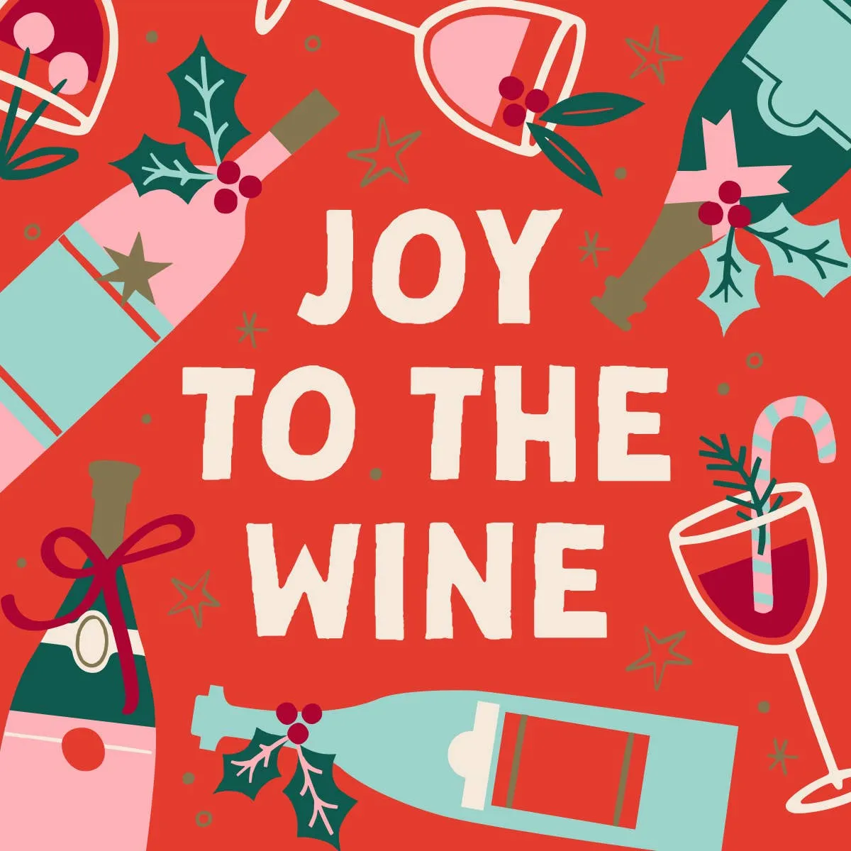 Holiday Cocktail Napkins | Joy To The Wine - 20ct: Default Title
