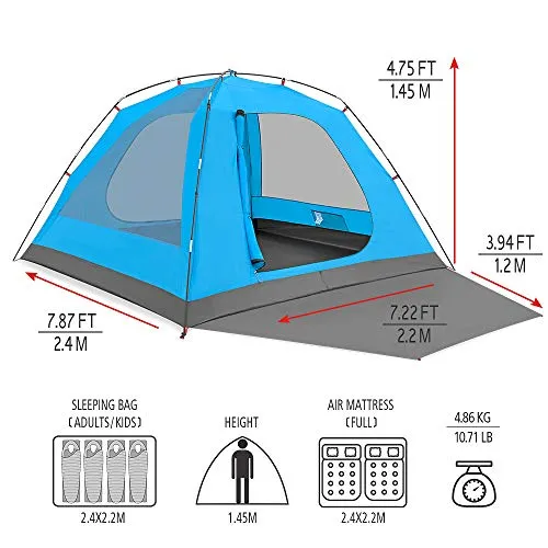 KAZOO 2／4 Person Camping Tent Outdoor Waterproof Family Large