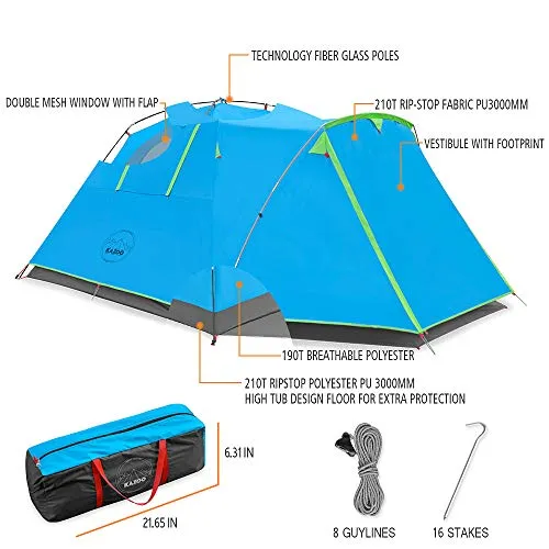 KAZOO 2／4 Person Camping Tent Outdoor Waterproof Family Large