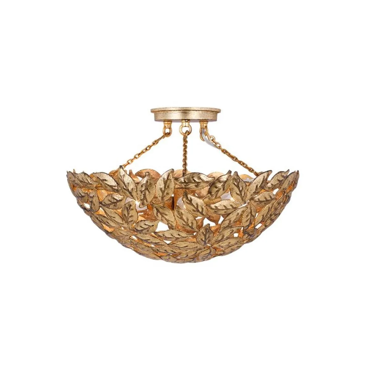 Kelan 16 in. 3 Lights Semi flush Mount Light Gold Finish