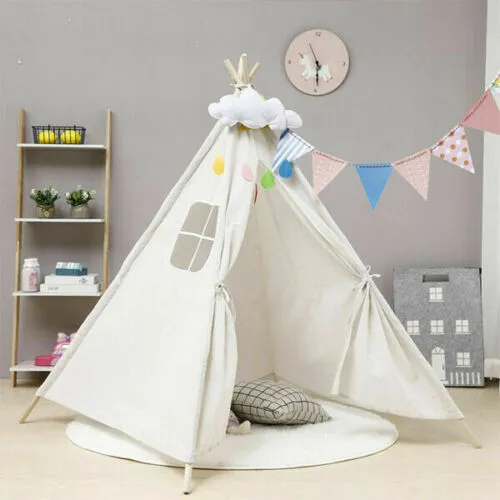 Kids Teepee Play Tent White