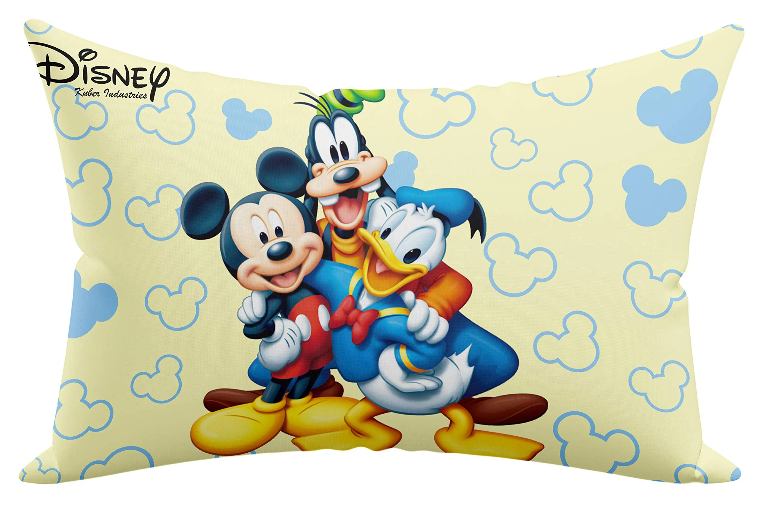 Kuber Industries Soft Throw Inserts with Microfiber Filled, Full Back & Lumbar Support Decorative Pillow with Disney Printed Cover for Sofa Bed Couch & Chairs,16"x24"(Cream)-Pack of 2-KUBMART15944