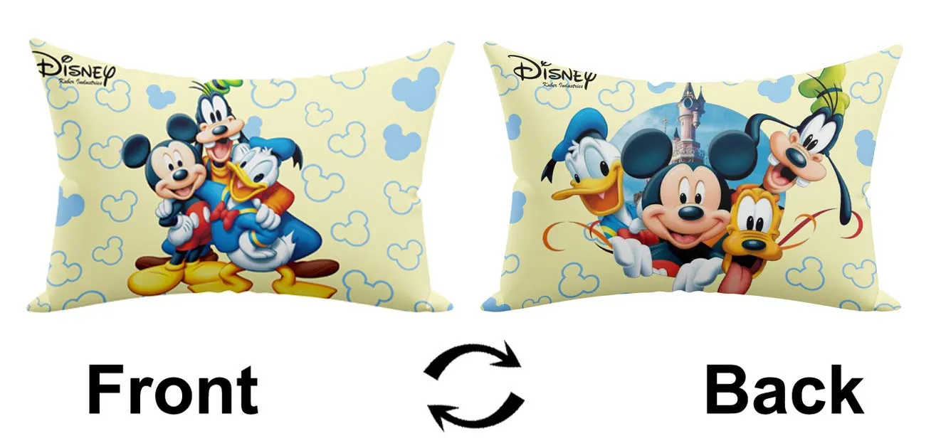 Kuber Industries Soft Throw Inserts with Microfiber Filled, Full Back & Lumbar Support Decorative Pillow with Disney Printed Cover for Sofa Bed Couch & Chairs,16"x24"(Cream)-Pack of 2-KUBMART15944