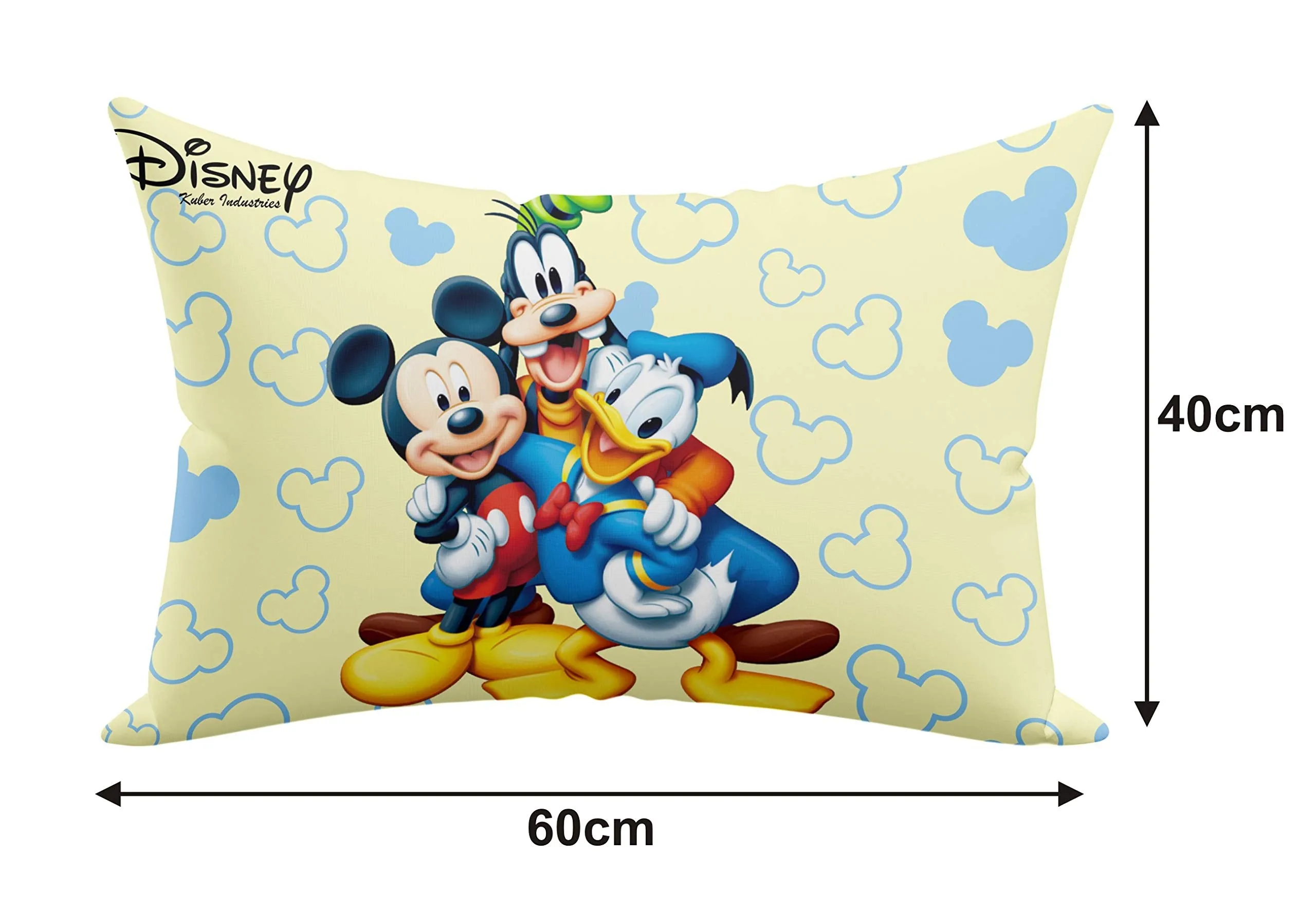 Kuber Industries Soft Throw Inserts with Microfiber Filled, Full Back & Lumbar Support Decorative Pillow with Disney Printed Cover for Sofa Bed Couch & Chairs,16"x24"(Cream)-Pack of 2-KUBMART15944