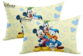 Kuber Industries Soft Throw Inserts with Microfiber Filled, Full Back & Lumbar Support Decorative Pillow with Disney Printed Cover for Sofa Bed Couch & Chairs,16"x24"(Cream)-Pack of 2-KUBMART15944