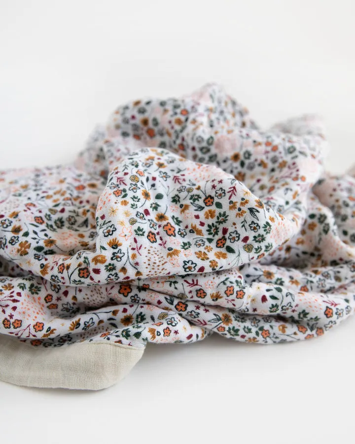 Little Unicorn Cotton Muslin Baby Quilt (30"x40") / Pressed Petals