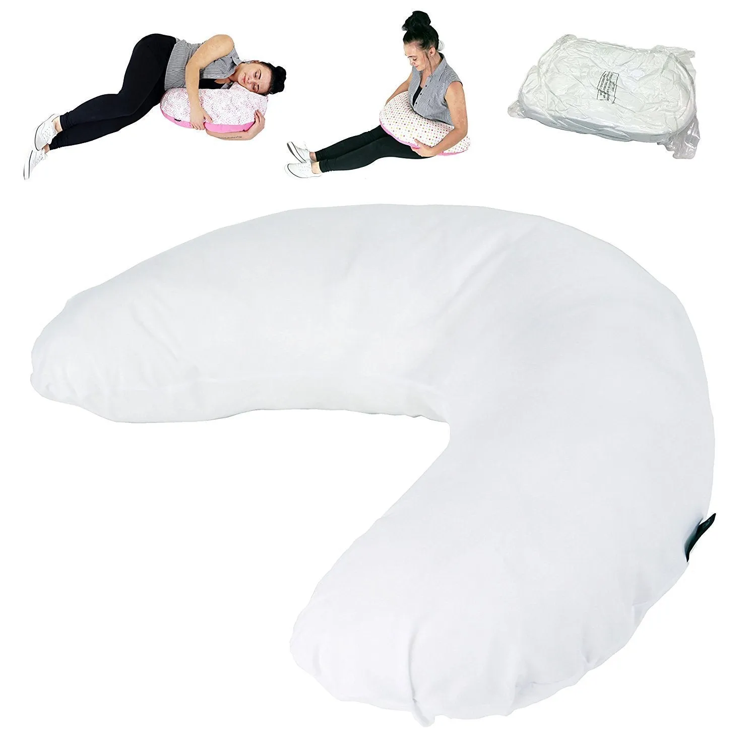 Maternity Supportive Body Breast Feeding Pillow White   Pillow Case (White)