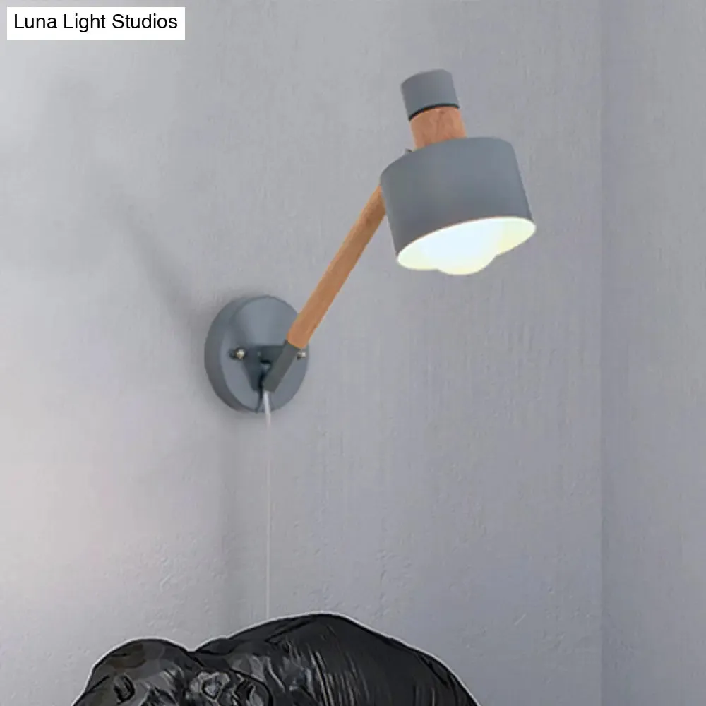 Minimalist Metal Wall Sconce Grey Lighting for Living Room - 5.5"/6"/7" with 1 Head