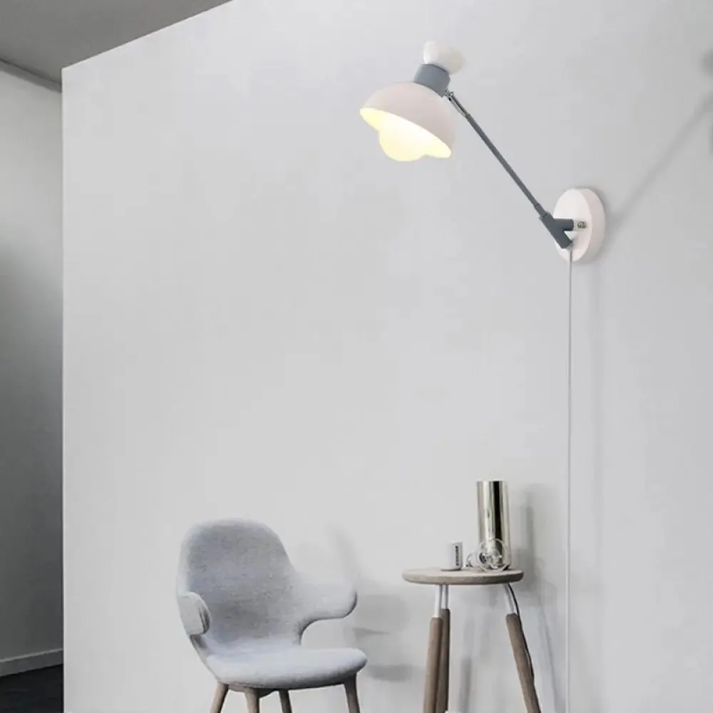Minimalist Metal Wall Sconce Grey Lighting for Living Room - 5.5"/6"/7" with 1 Head