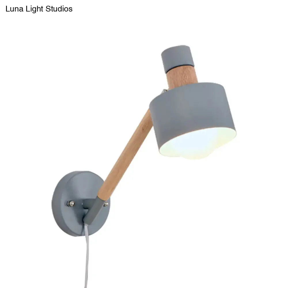 Minimalist Metal Wall Sconce Grey Lighting for Living Room - 5.5"/6"/7" with 1 Head