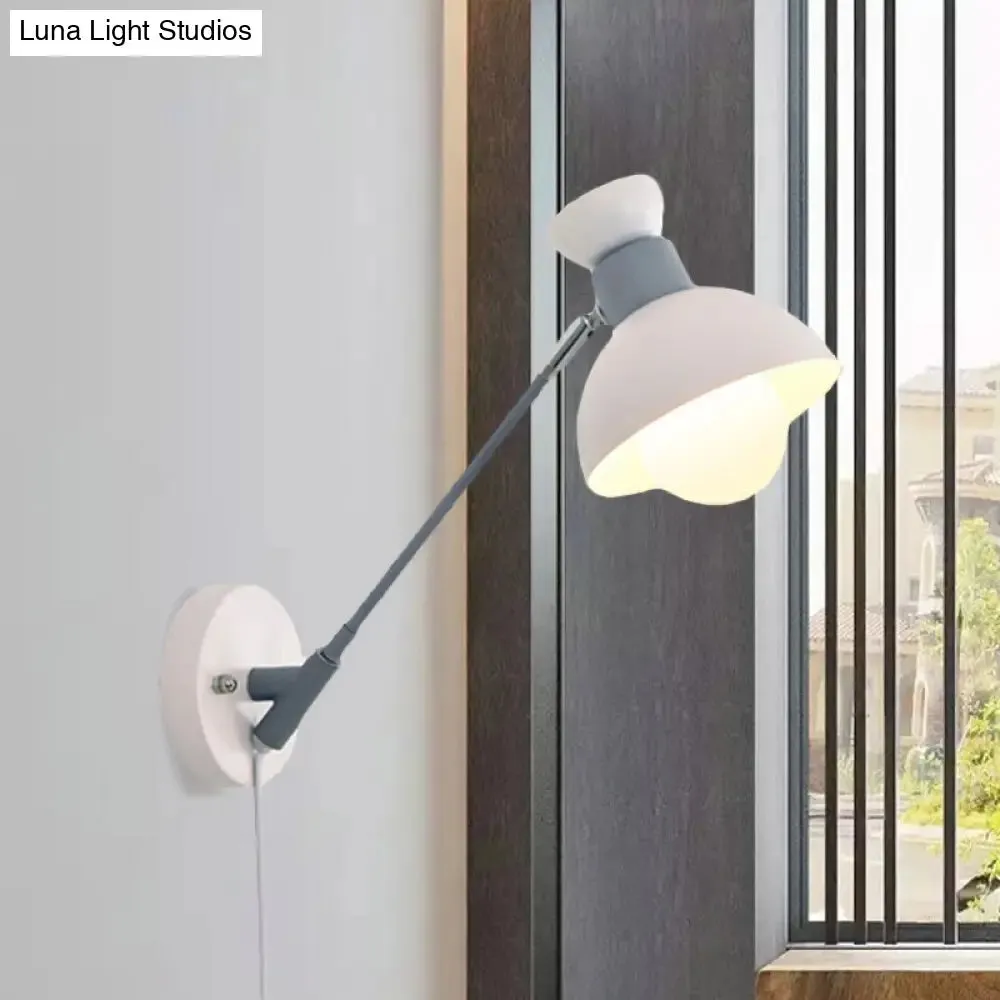 Minimalist Metal Wall Sconce Grey Lighting for Living Room - 5.5"/6"/7" with 1 Head