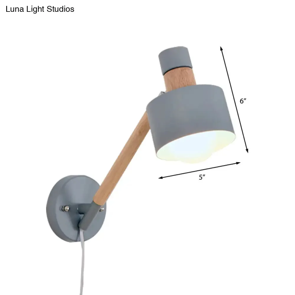 Minimalist Metal Wall Sconce Grey Lighting for Living Room - 5.5"/6"/7" with 1 Head