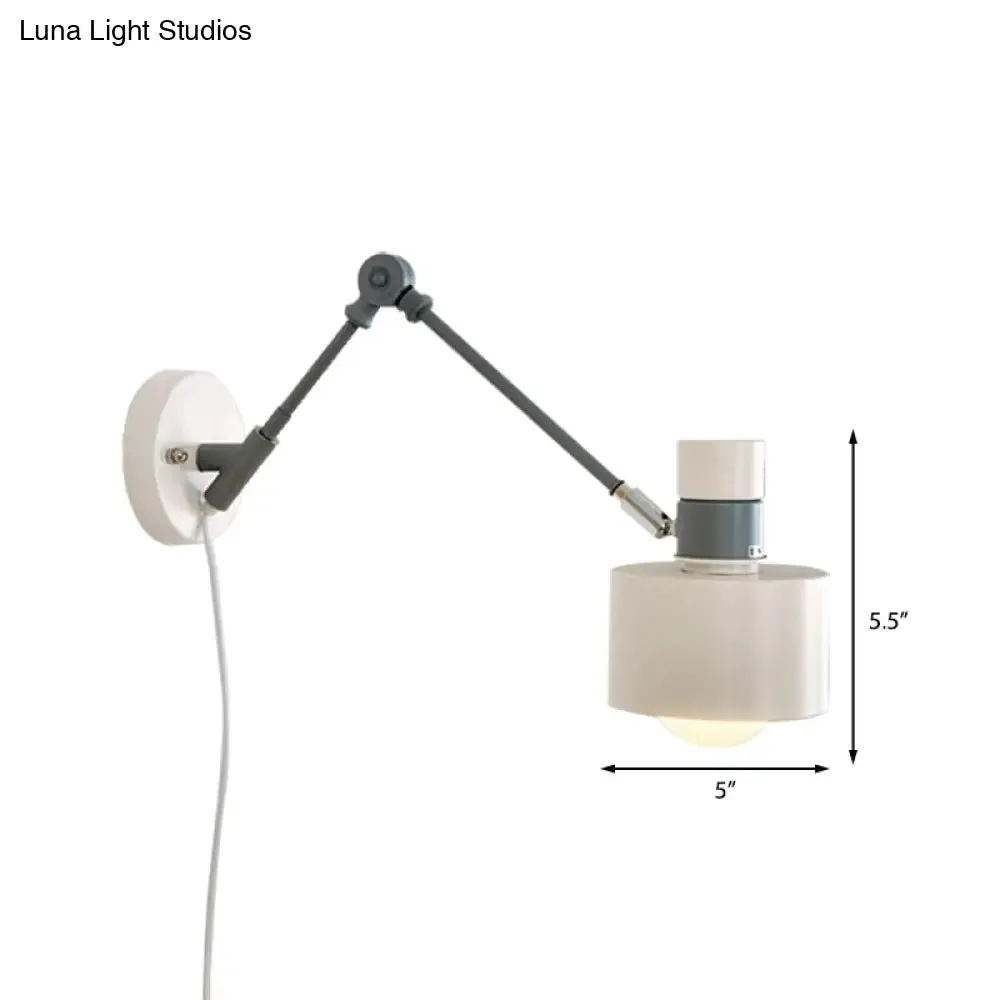 Minimalist Metal Wall Sconce Grey Lighting for Living Room - 5.5"/6"/7" with 1 Head