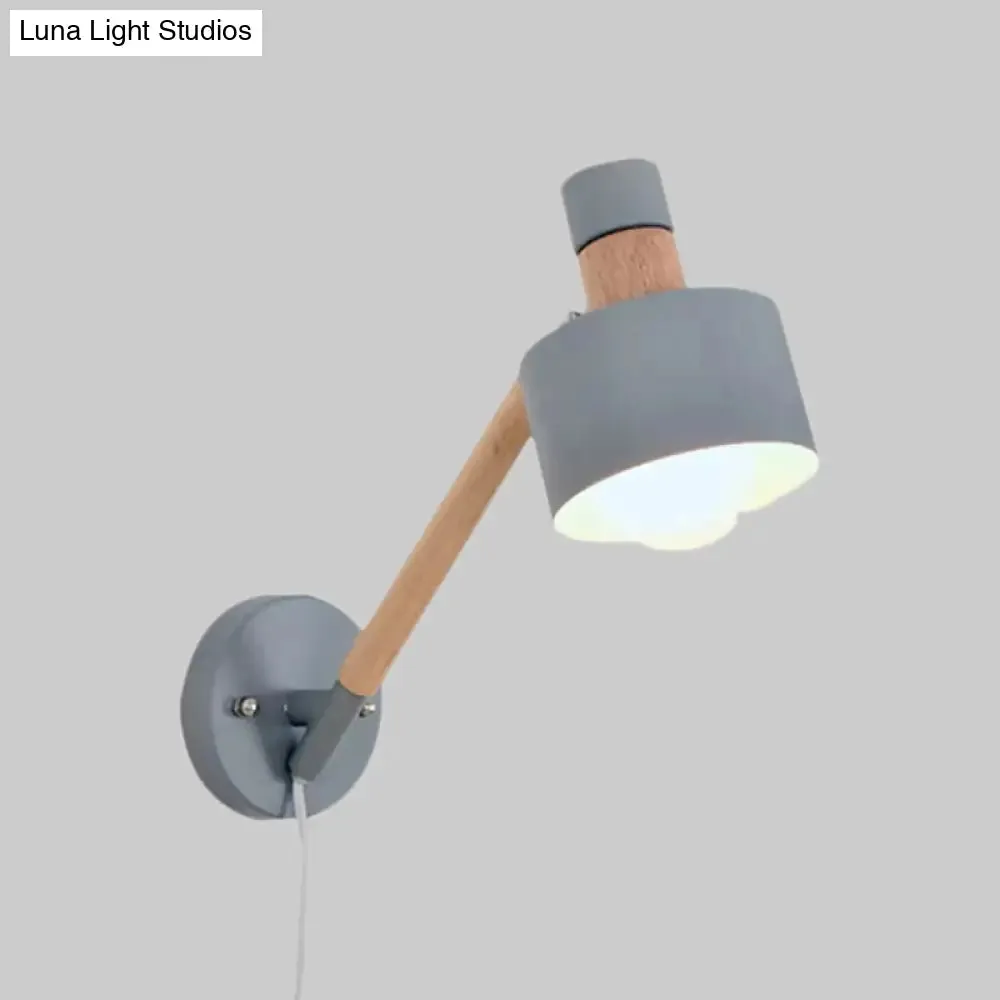 Minimalist Metal Wall Sconce Grey Lighting for Living Room - 5.5"/6"/7" with 1 Head