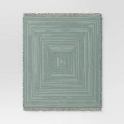 Open Box - Square Patterned Chenille Woven Throw Blanket Light Green - Threshold