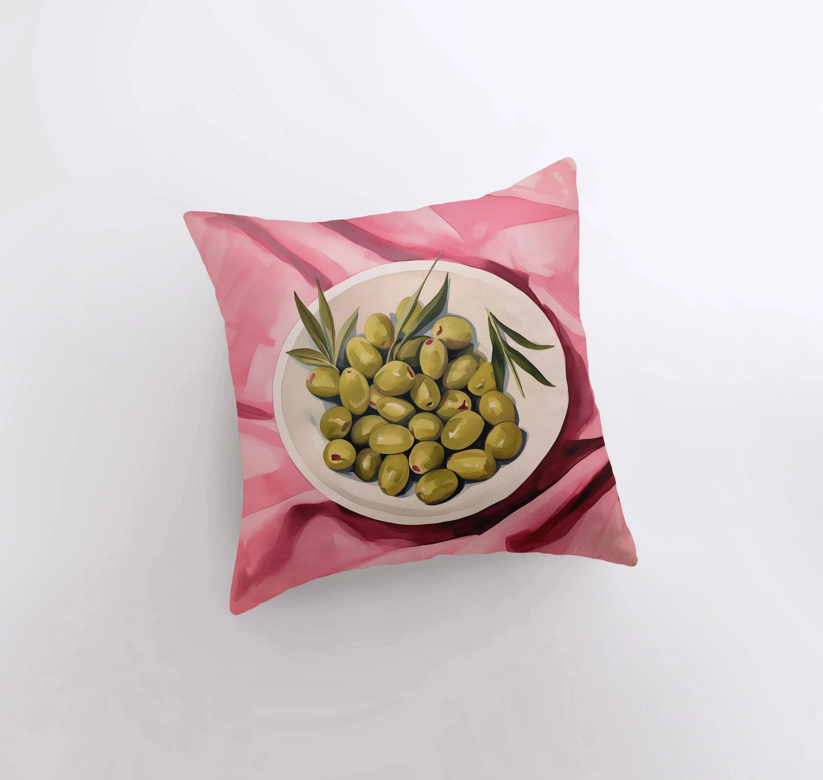 Pink Olives | Gouache Painting | Food Pillow | Abstract Still Life | Throw Pillow | Home Decor | Gift for Her | Pillow Cover | Travel Gift