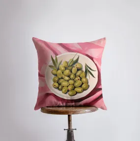 Pink Olives | Gouache Painting | Food Pillow | Abstract Still Life | Throw Pillow | Home Decor | Gift for Her | Pillow Cover | Travel Gift