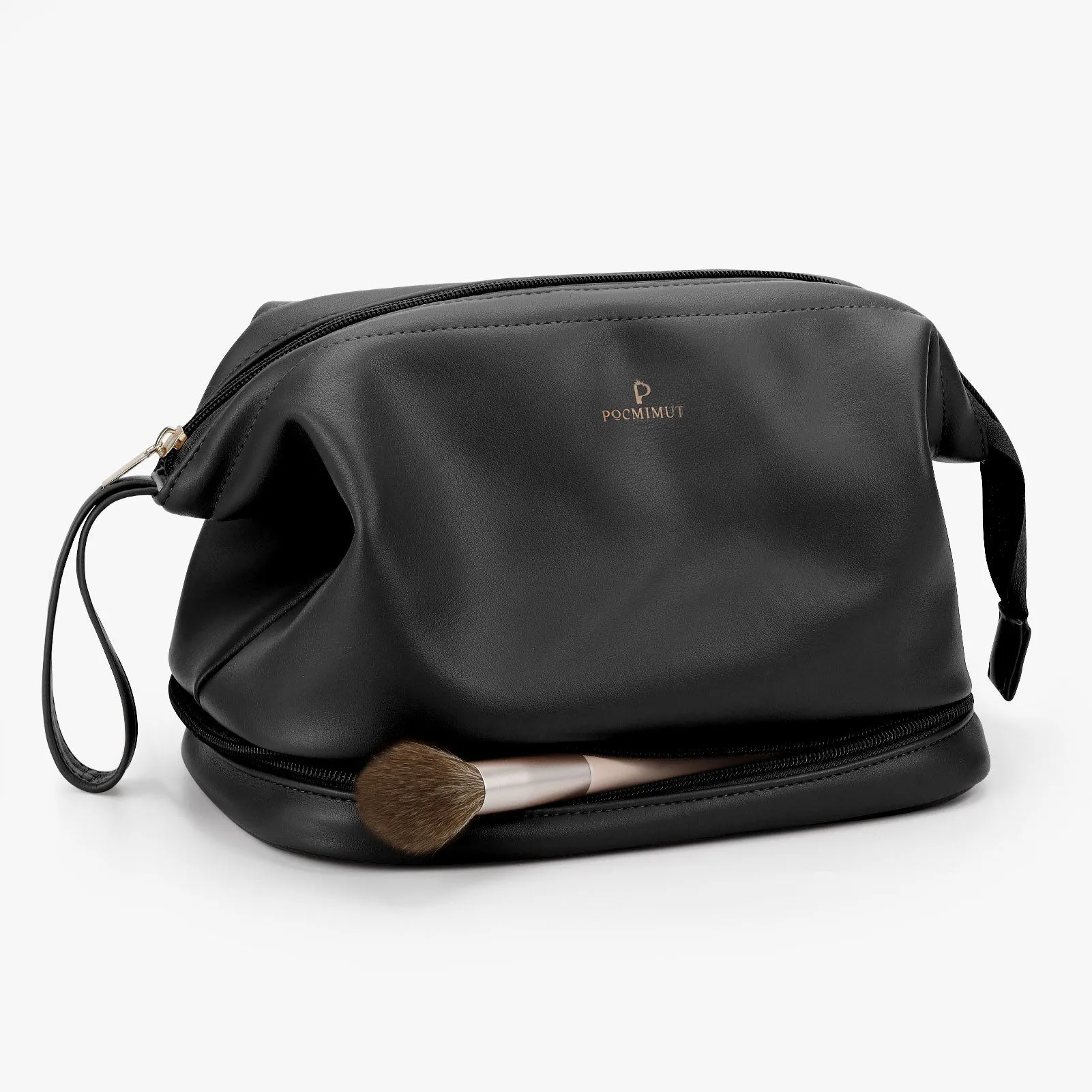Pocmimut Double Layer Leather Makeup Bag