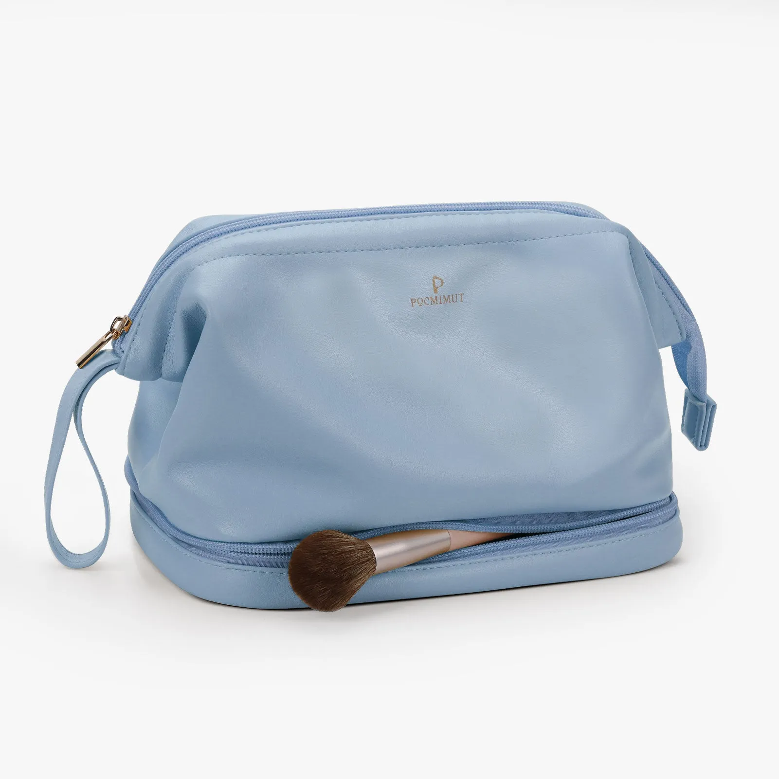 Pocmimut Double Layer Leather Makeup Bag