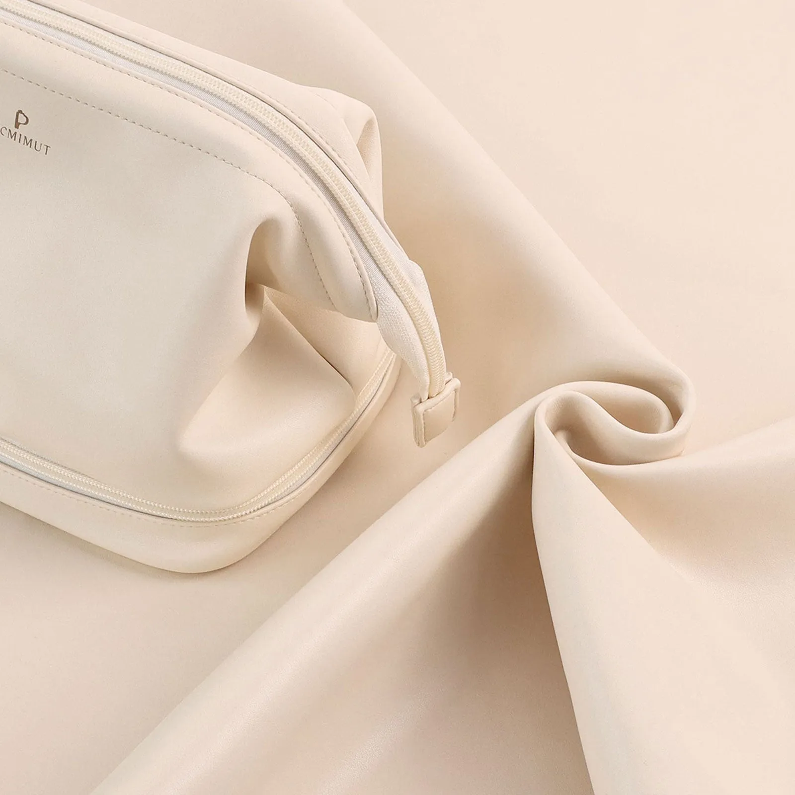 Pocmimut Double Layer Leather Makeup Bag