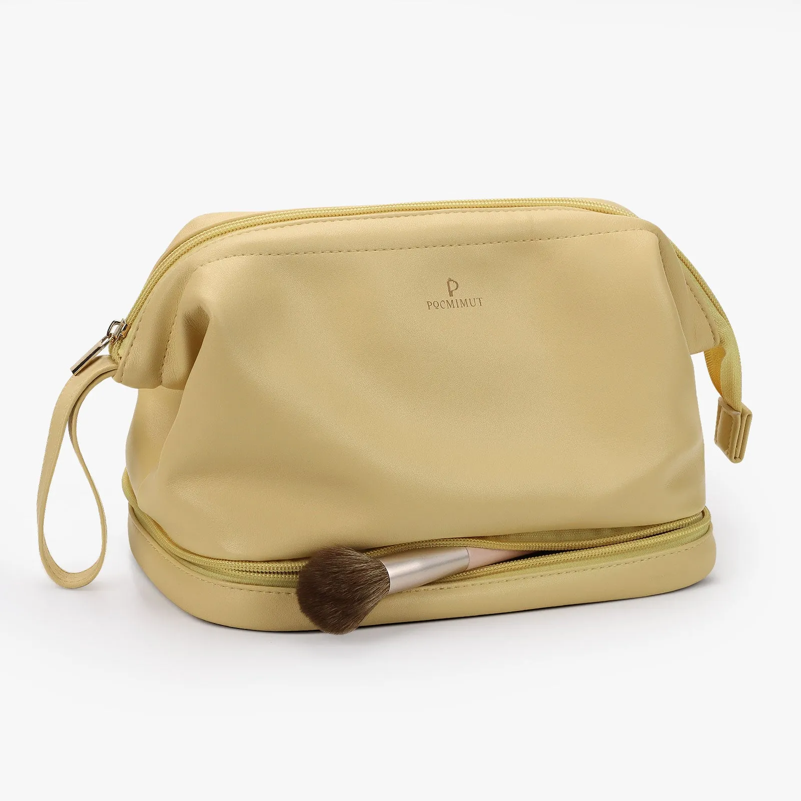 Pocmimut Double Layer Leather Makeup Bag