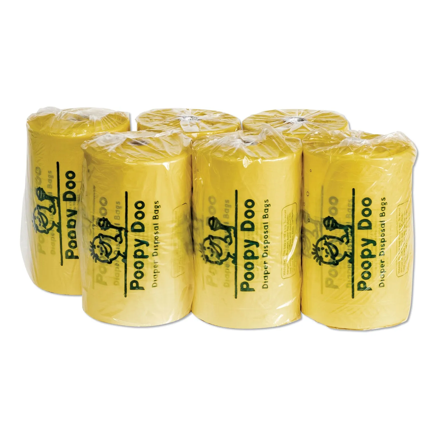 Poopy Doo Diaper Disposal Bags, 14 Microns, 7" X 15", Yellow, 2,400/Carton - CWDPDB6400