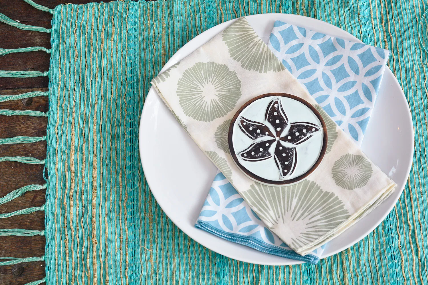 Rings Summer Blue Napkins set of 4 - SALE HOMEWARES