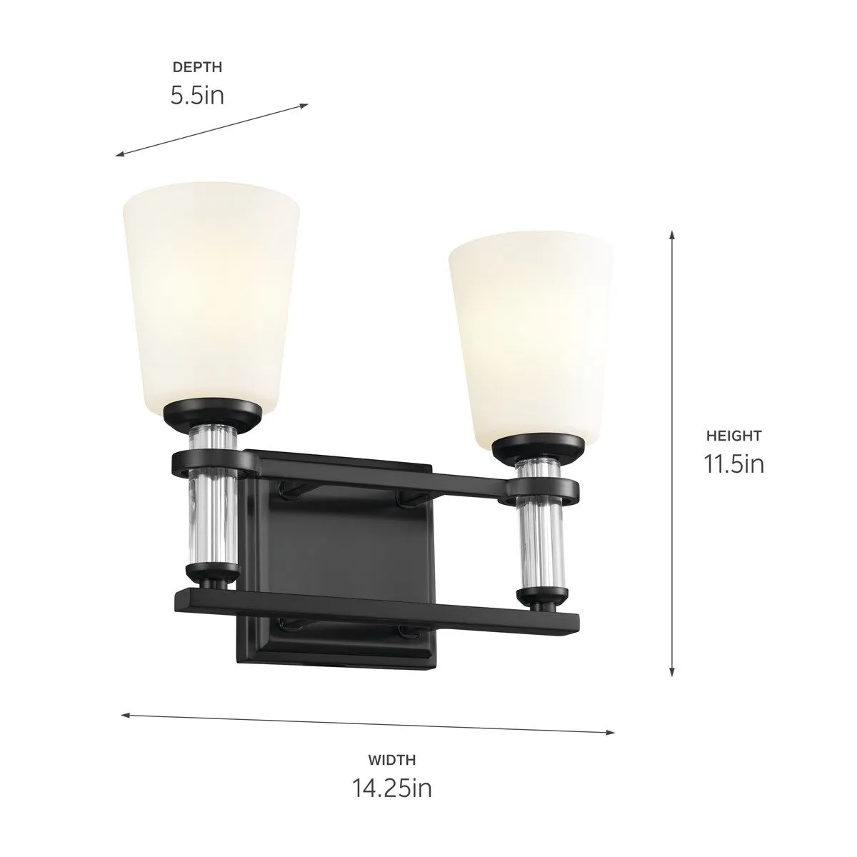 Rosalind 14 in. 2 Lights Vanity Light Black finish