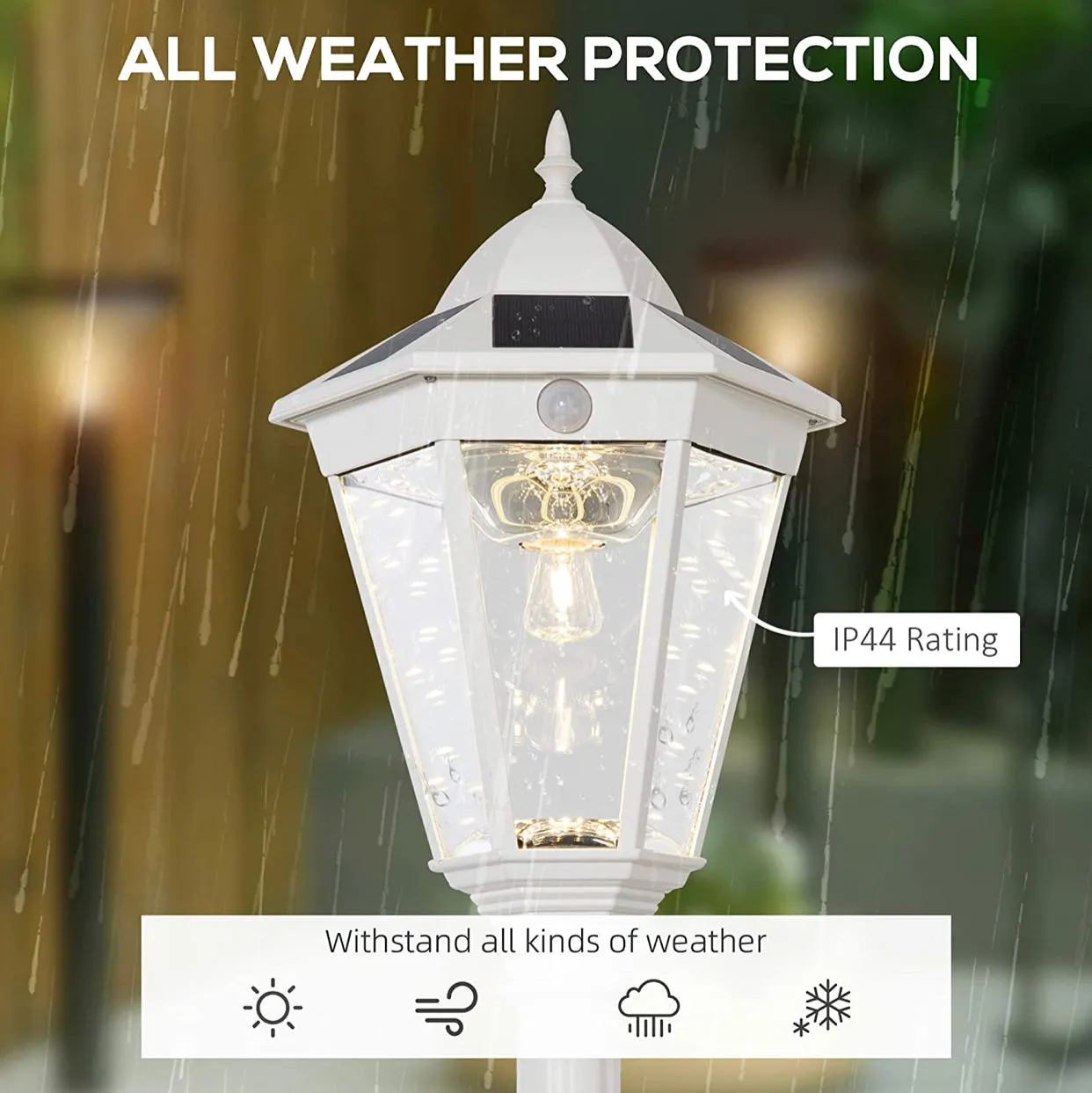 SmartYard 77" Solar Lamp Post Light, Waterproof Aluminum And Glass Outdoor Vintage Post Lamp