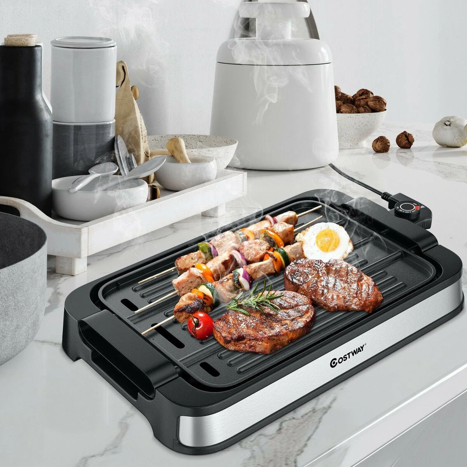 Smokeless Indoor Grill EP24926US,Electric Griddle with Non-stick Cooking Plate,1500W