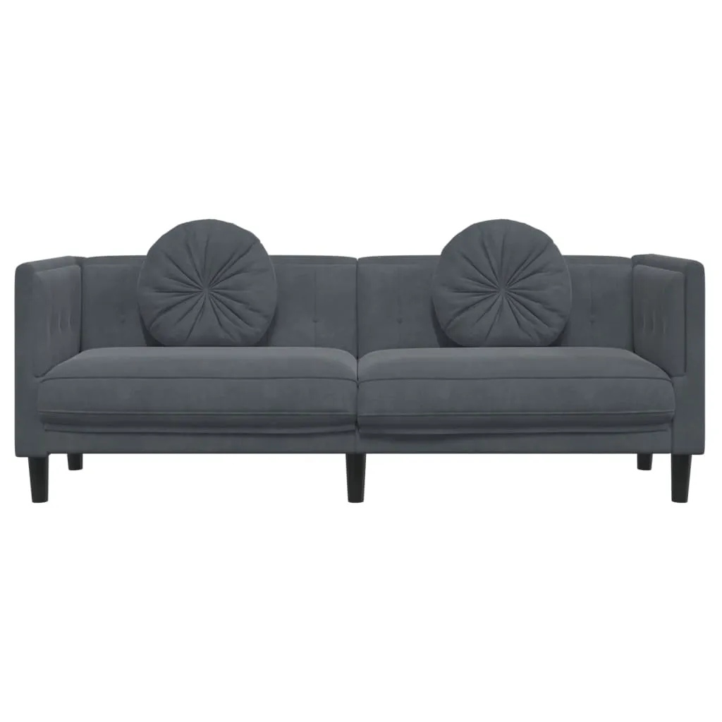 Sofa with Cushions 3-Seater Dark Gray Velvet