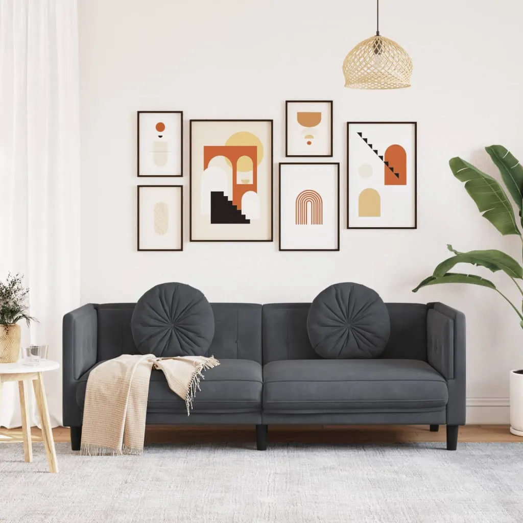 Sofa with Cushions 3-Seater Dark Gray Velvet