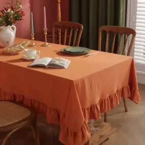 Solid Color Ins Style Pumpkin Tablecloth Pure Cotton Ruffles Tablecloth Halloween Decorative Table Cloth Photograph Background Cloth
