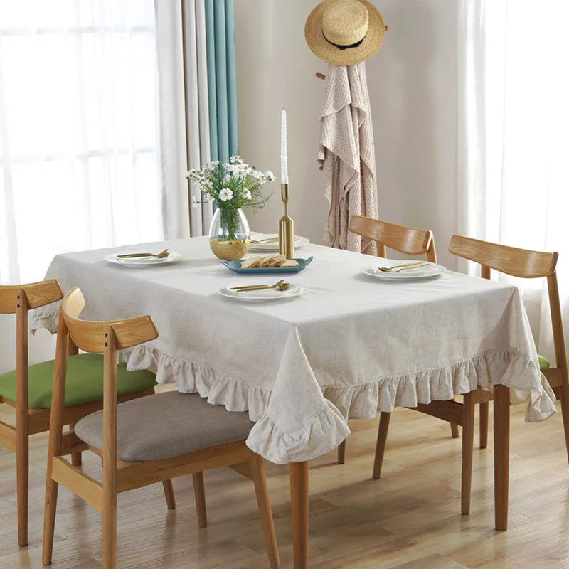 Solid Color Ins Style Pumpkin Tablecloth Pure Cotton Ruffles Tablecloth Halloween Decorative Table Cloth Photograph Background Cloth
