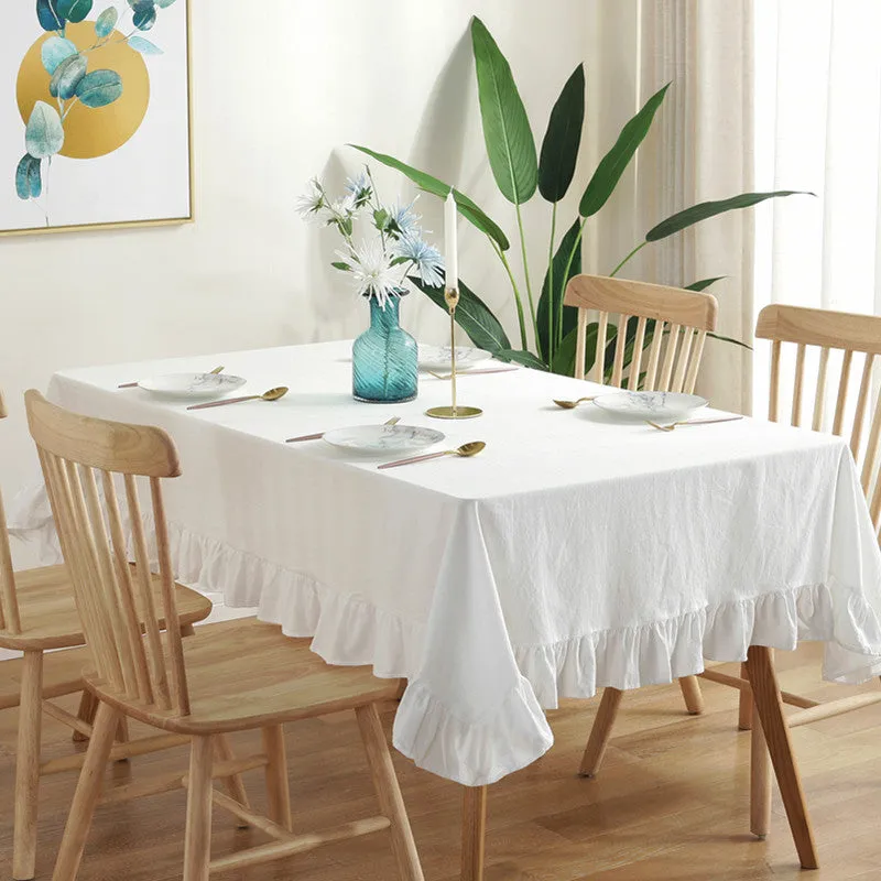 Solid Color Ins Style Pumpkin Tablecloth Pure Cotton Ruffles Tablecloth Halloween Decorative Table Cloth Photograph Background Cloth