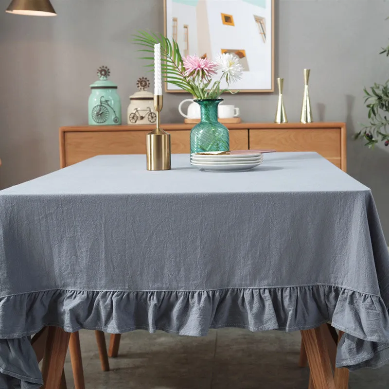 Solid Color Ins Style Pumpkin Tablecloth Pure Cotton Ruffles Tablecloth Halloween Decorative Table Cloth Photograph Background Cloth