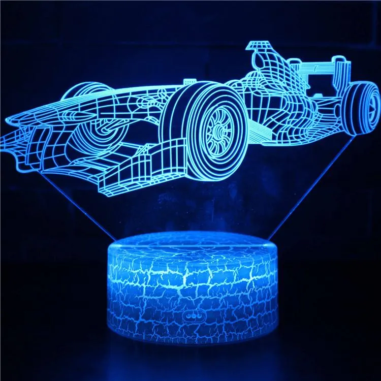 Sports Car Child 3D Picture Lamp Automobile Light Model Base 16Color Kids Illusion Night Light for Room Fairy Light Birthday Gift