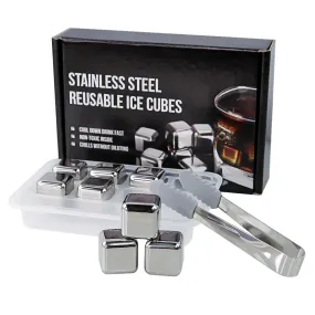 Stainless Steel Ice Cubes (8 Pieces)   Tongs