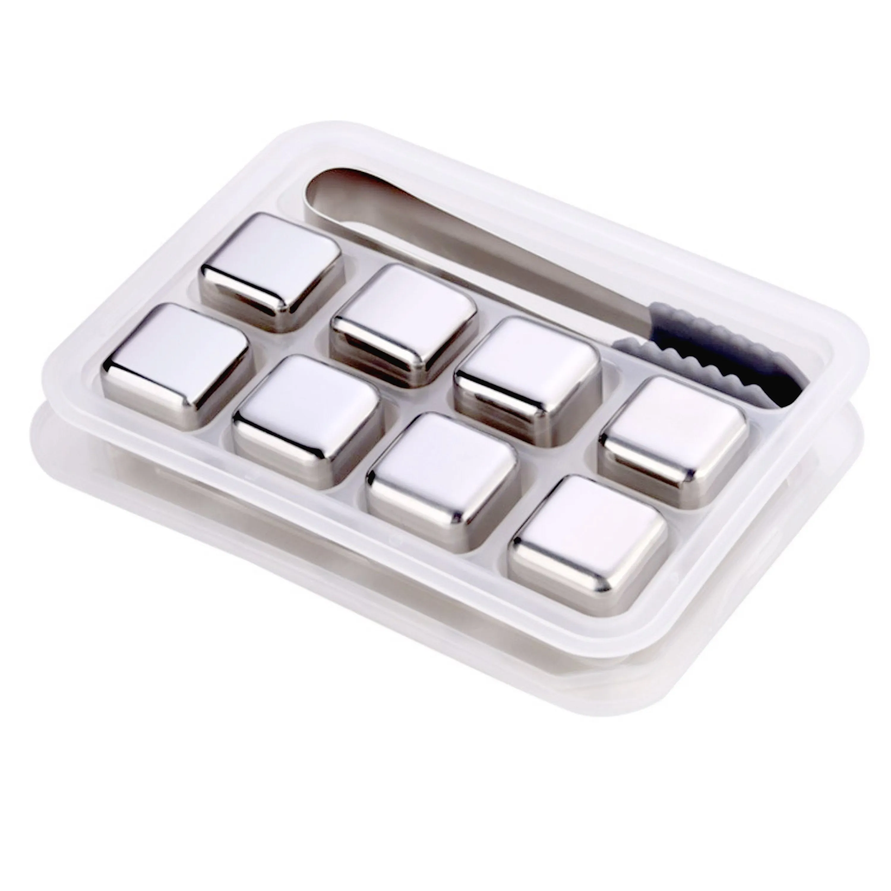 Stainless Steel Ice Cubes (8 Pieces)   Tongs