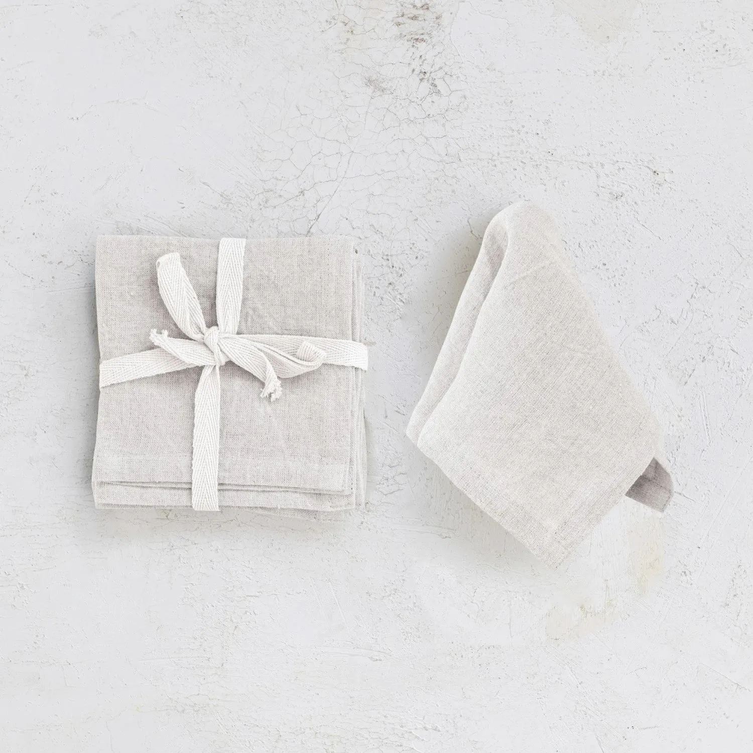 Stonewashed Linen Cocktail Napkins, Multiple Styles