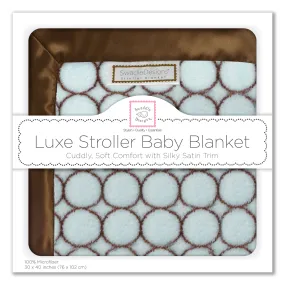 Stroller Blanket - Brown Mod Circles on Pastel Blue, Large, 30x40 inches