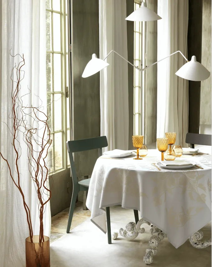 Syracuse Enduit Coated Table Linens in Beige