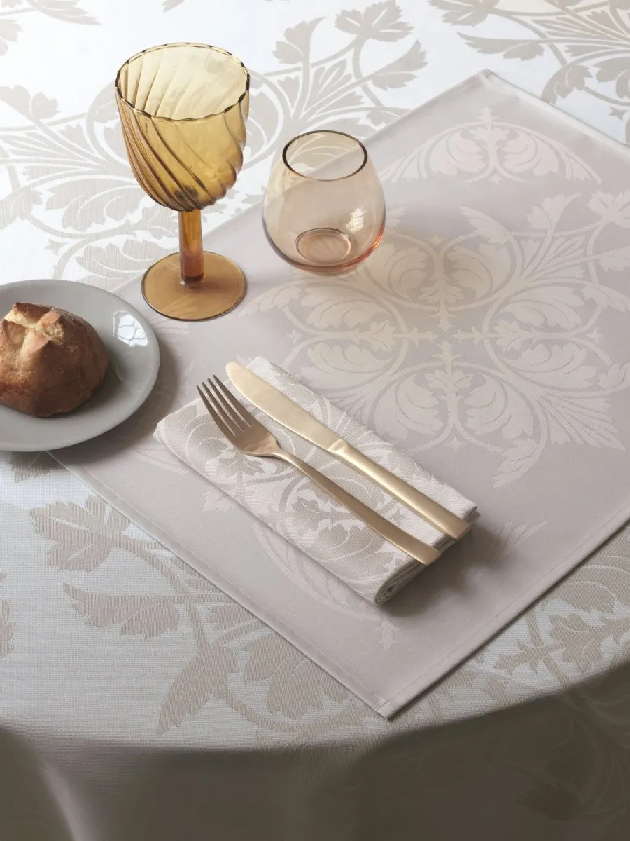 Syracuse Enduit Coated Table Linens in Beige