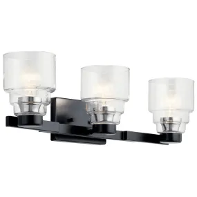 Vionnet 24 In 3-Lights Bathroom Vanity Light, Black Finish