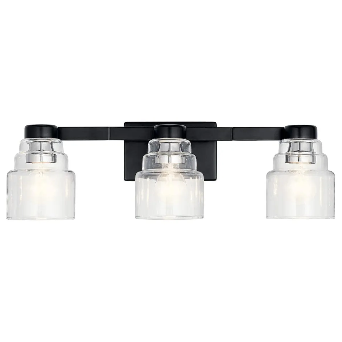 Vionnet 24 In 3-Lights Bathroom Vanity Light, Black Finish