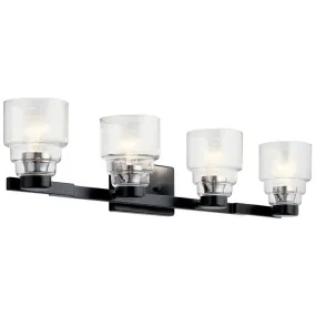 Vionnet 34 In 4-Lights Bathroom Vanity Light, Black Finish